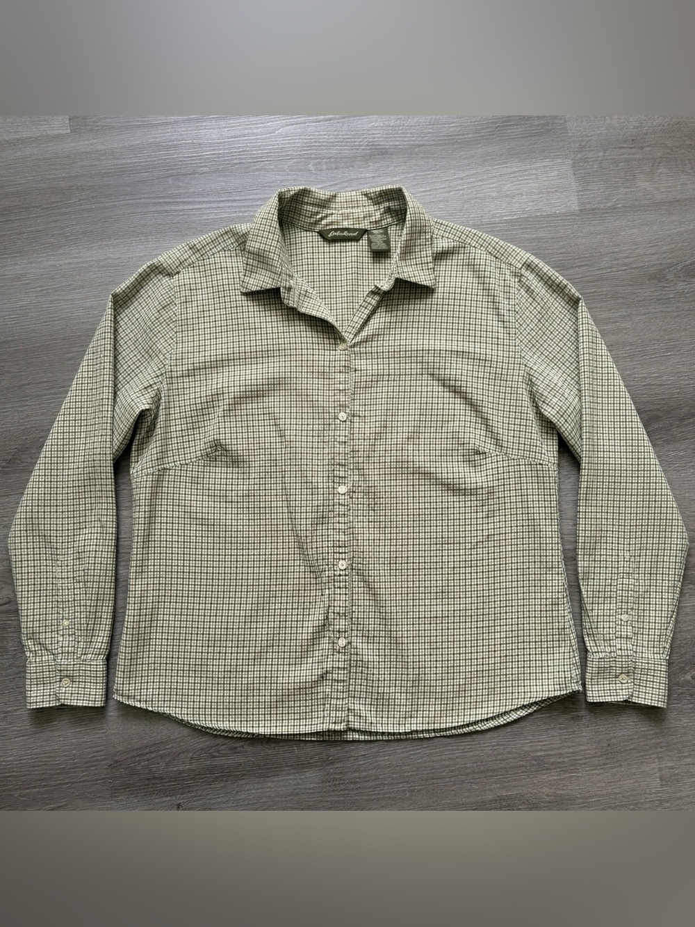 Eddie Bauer Womens Green/Cream Plaid check Button Shirt Size XXL